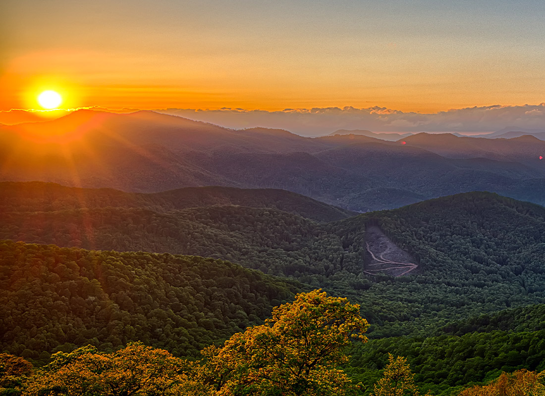 South Hill, VA - Landscape of Virginia Hills and Mountains at Sunset