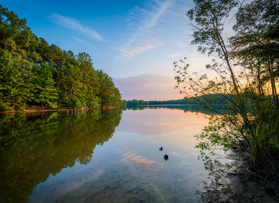 Roanoke Rapids, NC - View of Lake and Natures in Virginia at Sunset